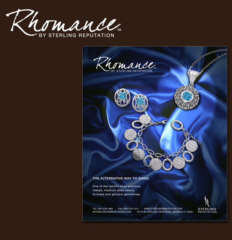 Rhomance logo and ad